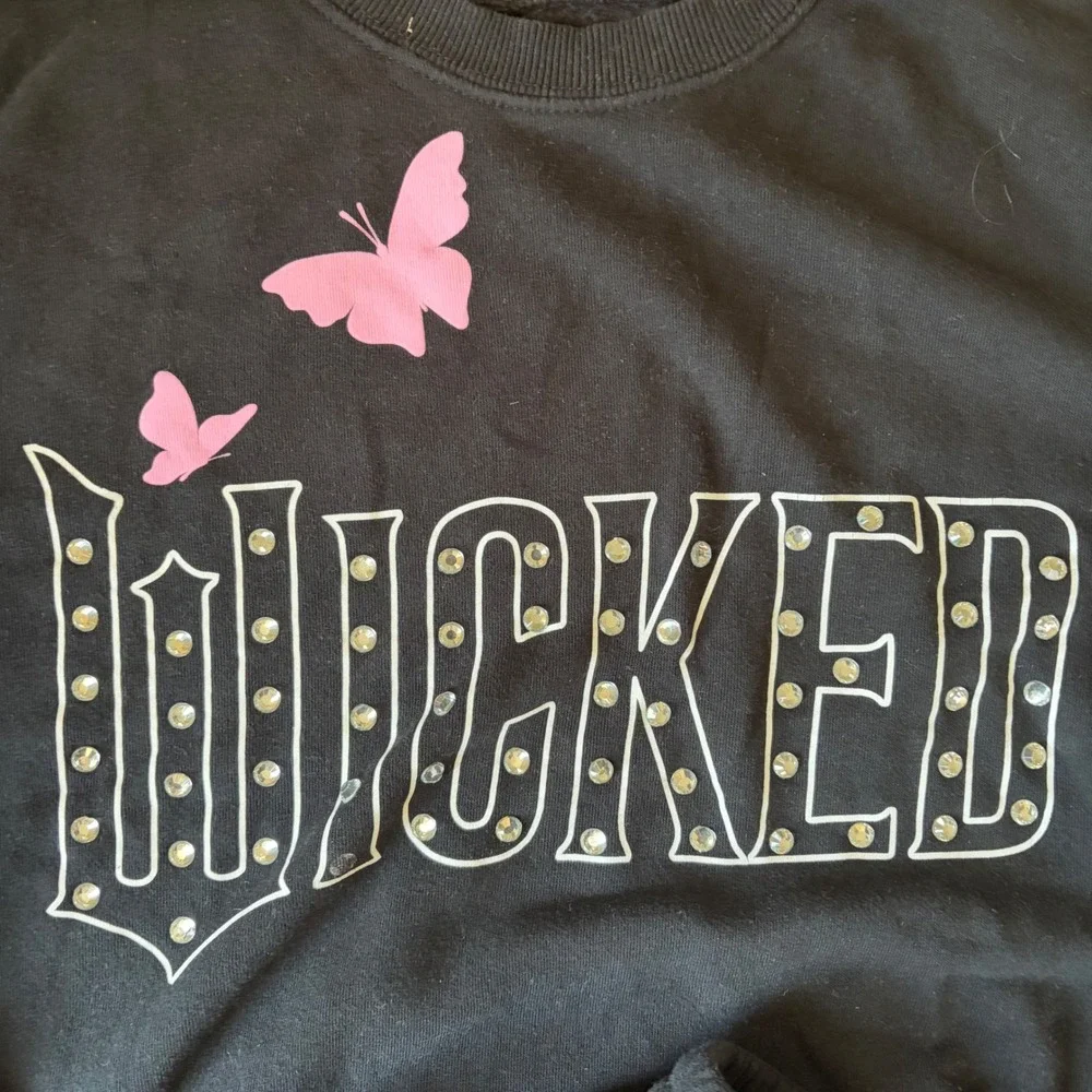 Wicked Universal Studios Kids Small Black Pink Rhinestone‎ Sweatshirt Pants Set